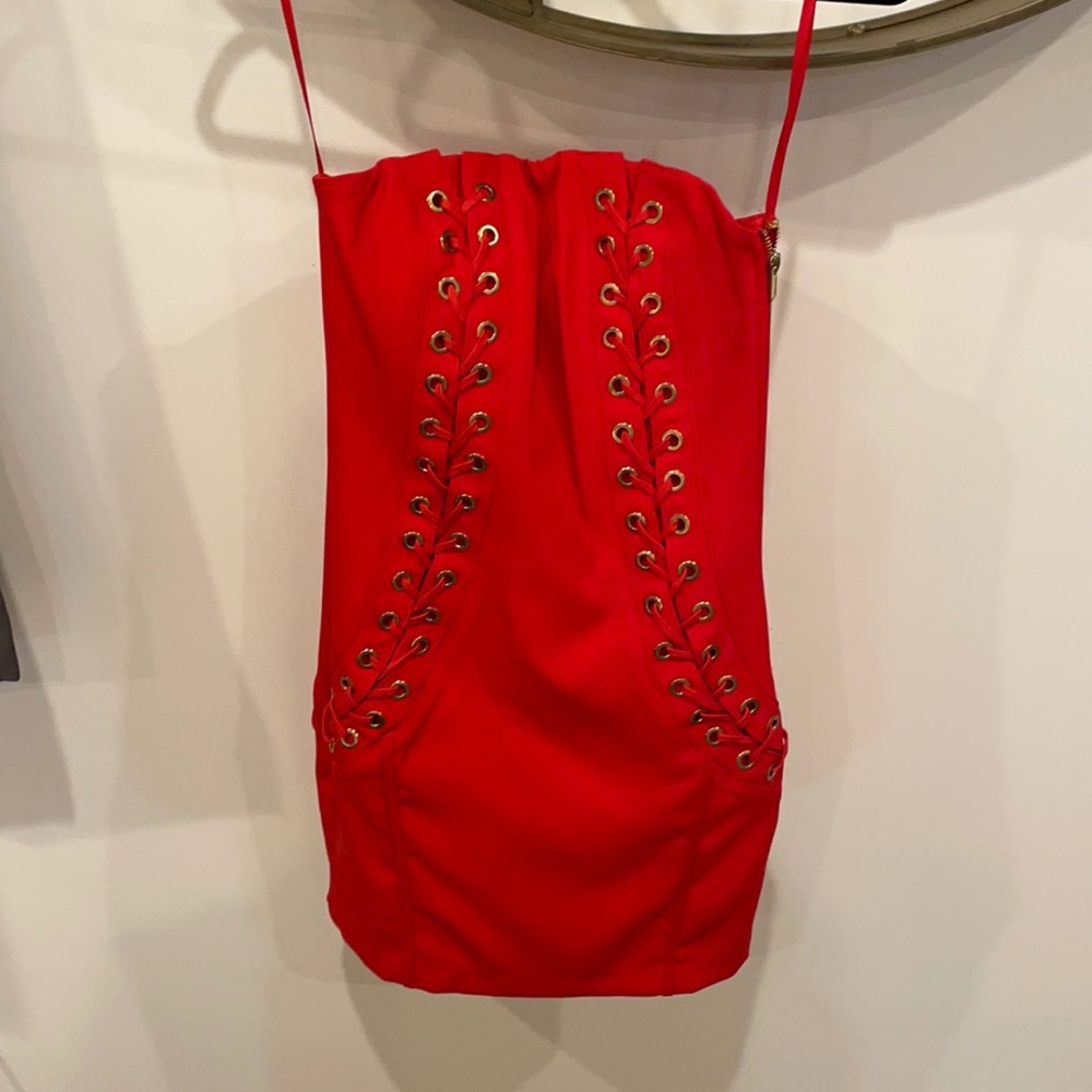 New Strapless red short dress size 4